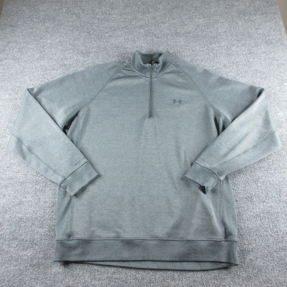 Under Armour Sweatshirt Mens 2XL Gray 1/4 Zip Mock Neck Storm ColdGear Fleece